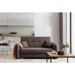BANK MET BEDFUNCTIE, bruin textiel thumbnail 1