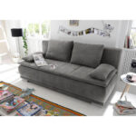BANK MET BEDFUNCTIE, grijs textiel, houten materiaal thumbnail 2