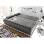 BANK MET BEDFUNCTIE, grijs textiel, houten materiaal thumbnail 3