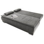 BANK MET BEDFUNCTIE, grijs textiel, houten materiaal thumbnail 4