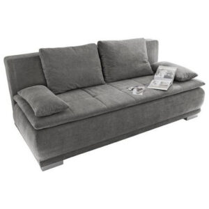 BANK MET BEDFUNCTIE, grijs textiel, houten materiaal