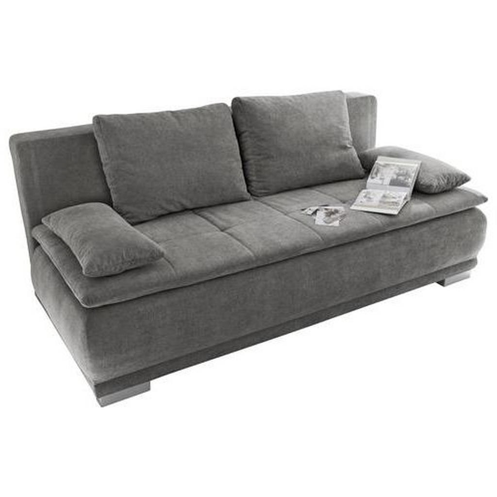 BANK MET BEDFUNCTIE, grijs textiel, houten materiaal