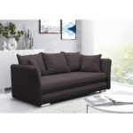 BANK MET BEDFUNCTIE, donkerbruin textiel thumbnail 2
