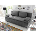 BANK MET BEDFUNCTIE, donkergrijs textiel, houten materiaal thumbnail 2