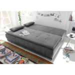 BANK MET BEDFUNCTIE, donkergrijs textiel, houten materiaal thumbnail 3