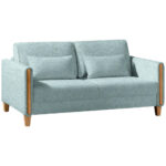 BANK MET BEDFUNCTIE, beukenkleur, lichtblauw hout, textiel thumbnail 4