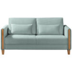 BANK MET BEDFUNCTIE, beukenkleur, lichtblauw hout, textiel thumbnail 1