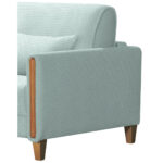 BANK MET BEDFUNCTIE, beukenkleur, lichtblauw hout, textiel thumbnail 5