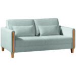 BANK MET BEDFUNCTIE, beukenkleur, lichtblauw hout, textiel thumbnail 6