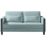 BANK MET BEDFUNCTIE, zwart, lichtblauw hout, textiel thumbnail 1