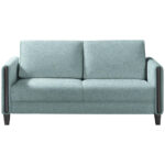 BANK MET BEDFUNCTIE, zwart, lichtblauw hout, textiel thumbnail 3