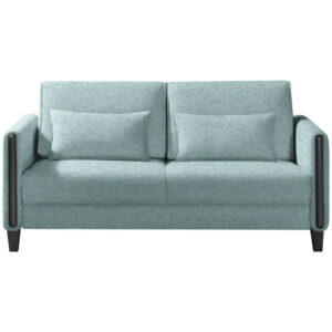 BANK MET BEDFUNCTIE, zwart, lichtblauw hout, textiel
