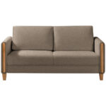 BANK MET BEDFUNCTIE, beukenkleur, lichtbruin hout, textiel thumbnail 6