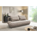BANK MET BEDFUNCTIE, lichtbruin textiel thumbnail 1