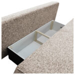 BANK MET BEDFUNCTIE, lichtbruin textiel thumbnail 3