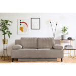BANK MET BEDFUNCTIE, lichtbruin textiel thumbnail 2