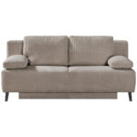 BANK MET BEDFUNCTIE, lichtbruin textiel thumbnail 1