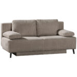 BANK MET BEDFUNCTIE, lichtbruin textiel thumbnail 3