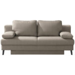 BANK MET BEDFUNCTIE, lichtbruin textiel thumbnail 1