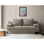 BANK MET BEDFUNCTIE, lichtbruin textiel thumbnail 2