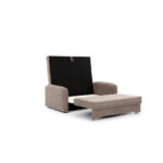 BANK MET BEDFUNCTIE, lichtbruin textiel thumbnail 7