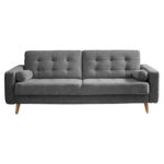 BANK MET BEDFUNCTIE, donkergrijs textiel, houten materiaal thumbnail 1