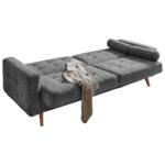 BANK MET BEDFUNCTIE, donkergrijs textiel, houten materiaal thumbnail 4