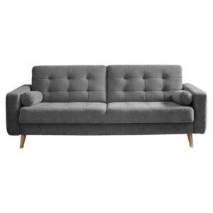 BANK MET BEDFUNCTIE, donkergrijs textiel, houten materiaal