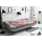 BANK MET BEDFUNCTIE, vuilbruin, bosfruitkleuren, donkergrijs textiel, houten materiaal thumbnail 2