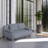 BANK MET BEDFUNCTIE, donkergrijs textiel, houten materiaal