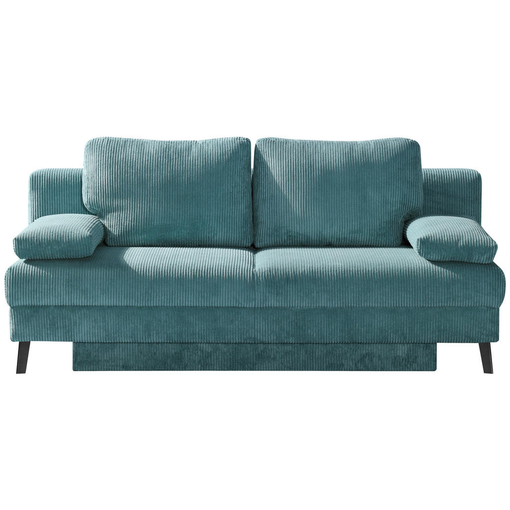 BANK MET BEDFUNCTIE, turquoise textiel