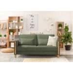 BANK MET BEDFUNCTIE, groen, beukenkleur hout, textiel thumbnail 2