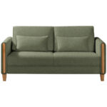 BANK MET BEDFUNCTIE, groen, beukenkleur hout, textiel thumbnail 1