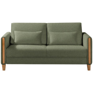 BANK MET BEDFUNCTIE, groen, beukenkleur hout, textiel